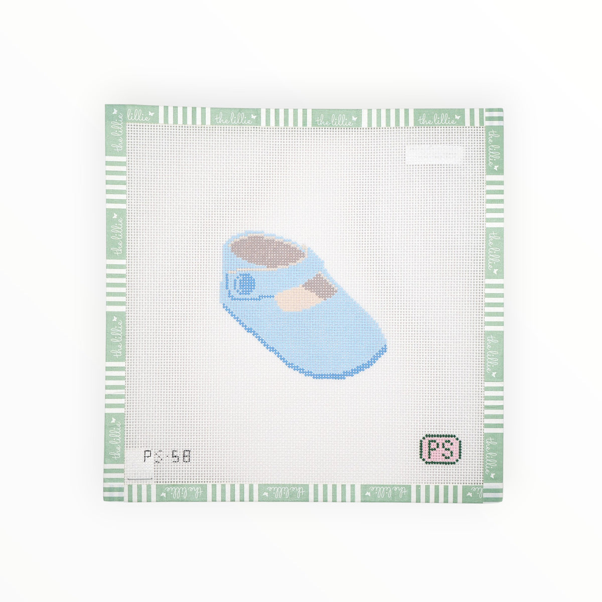 Baby Boy Crib Shoe Needlepoint Canvas
