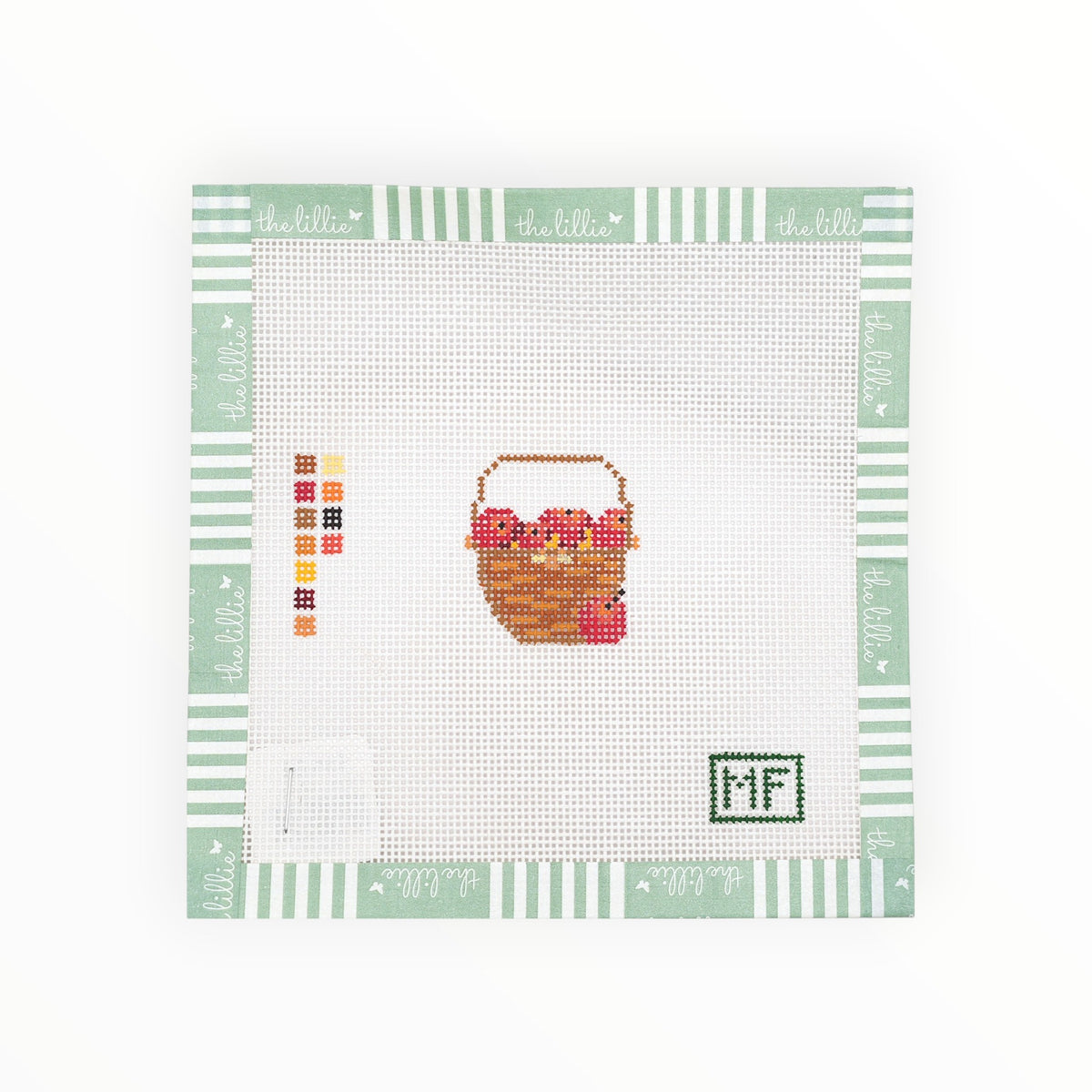Lightship Basket with Apples Mini | Needlepoint Canvas