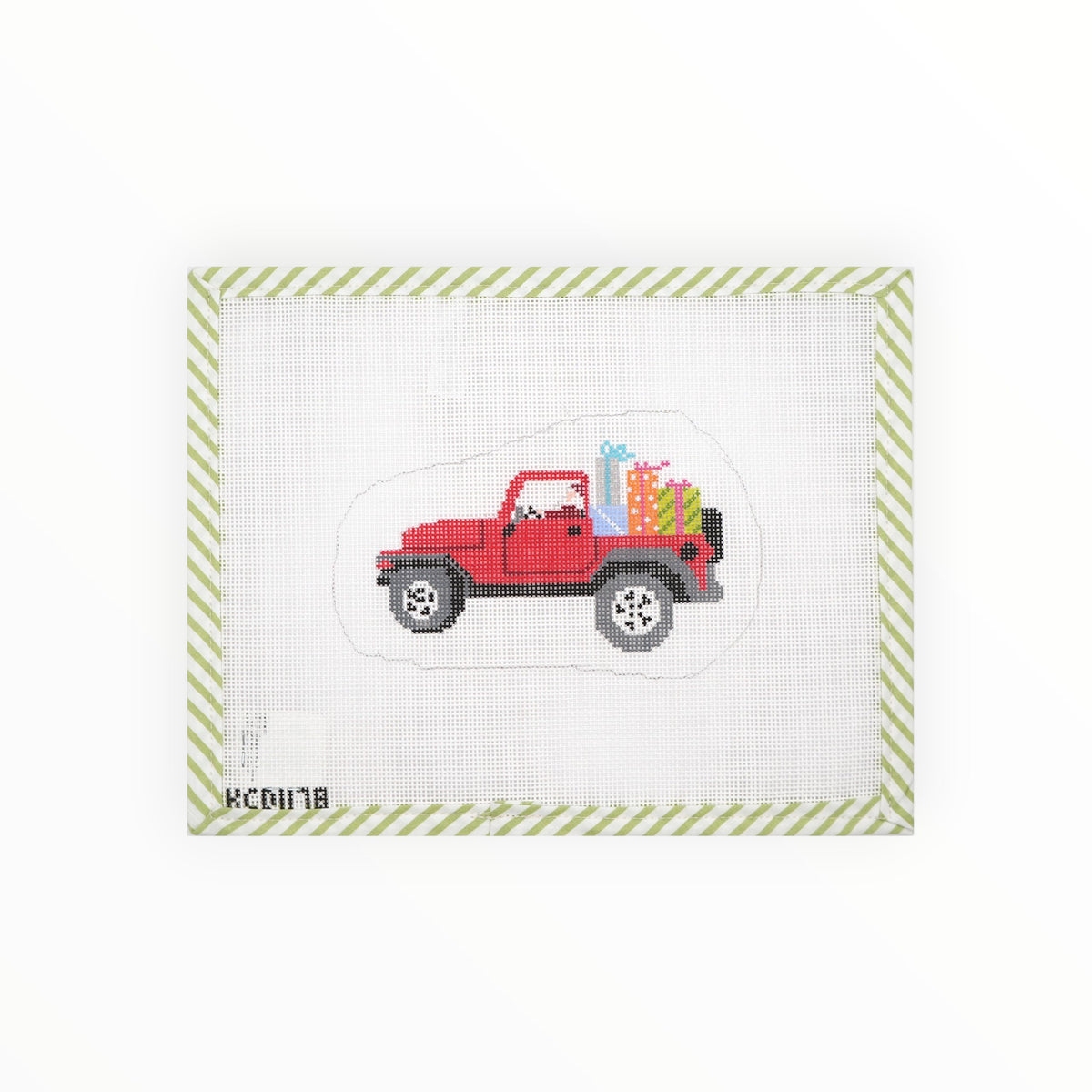 Santa Driving Jeep | Needlepoint Canvas