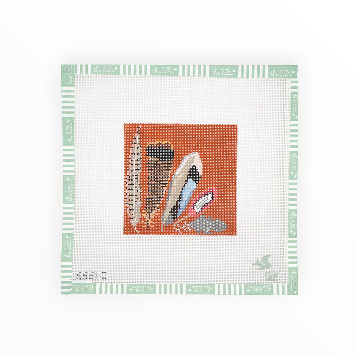Game Bird Feathers Coaster-Orange | Needlepoint Canvas
