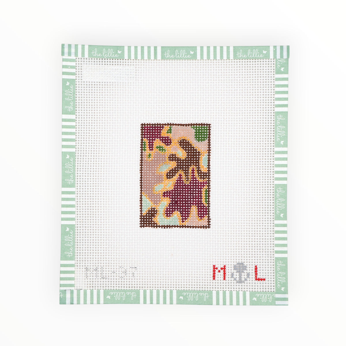 Luggage Tag Fall Leaves | Needlepoint Canvas