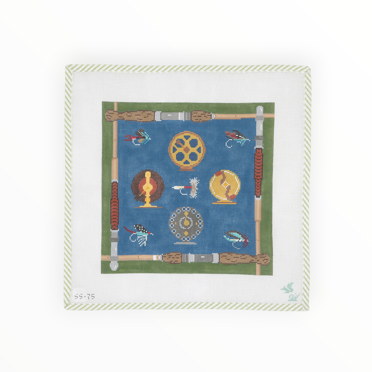 Vintage Fishing Pillow | Needlepoint Canvas