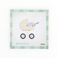 Baby Carriage Tan Gingham | Needlepoint Canvas