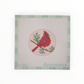 Pink Cardinal Round Needlepoint Canvas