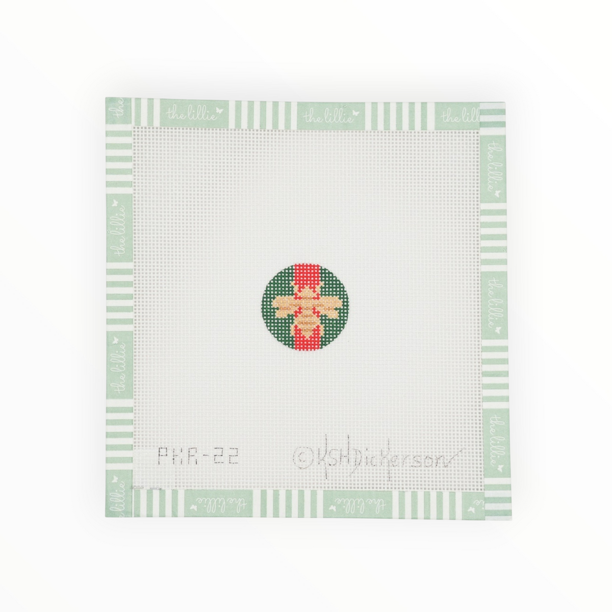 Gold Bee on Gucci Red & Green Stripe | Needlepoint Canvas