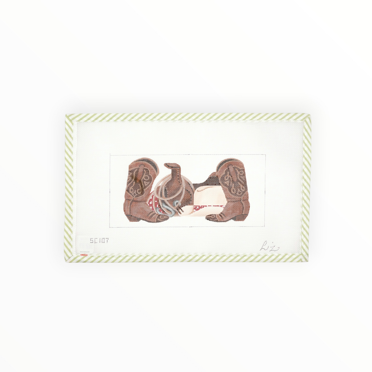 Cowboy Gear needlepoint canvas by Victoria Whitson, 18 mesh