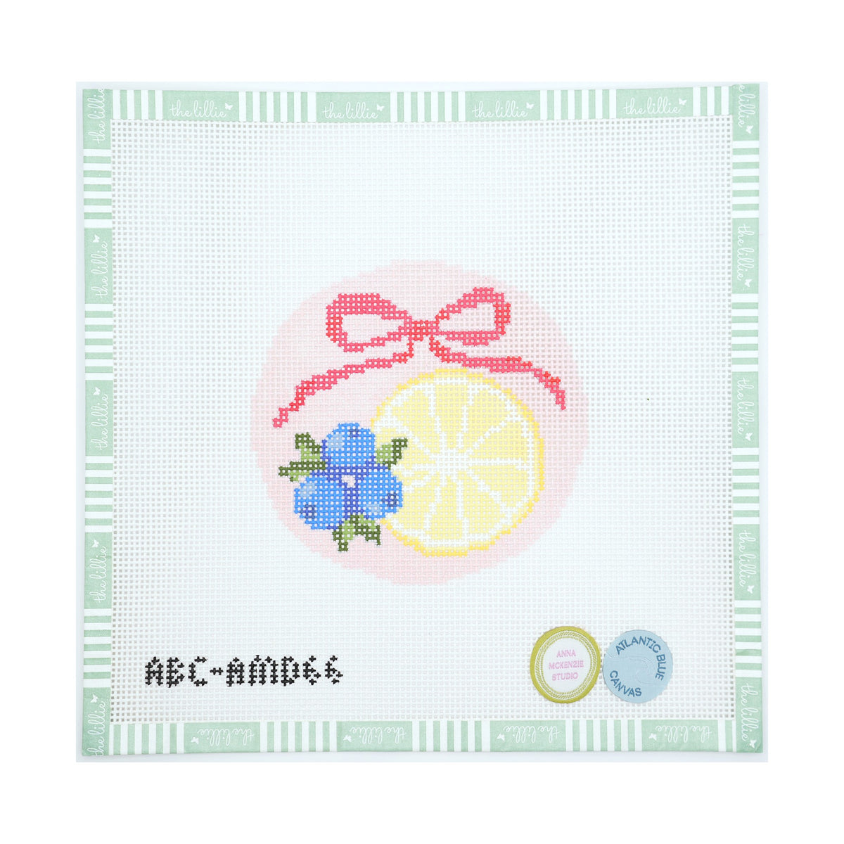Lemon Blueberry Bow needlepoint canvas by Penny Linn