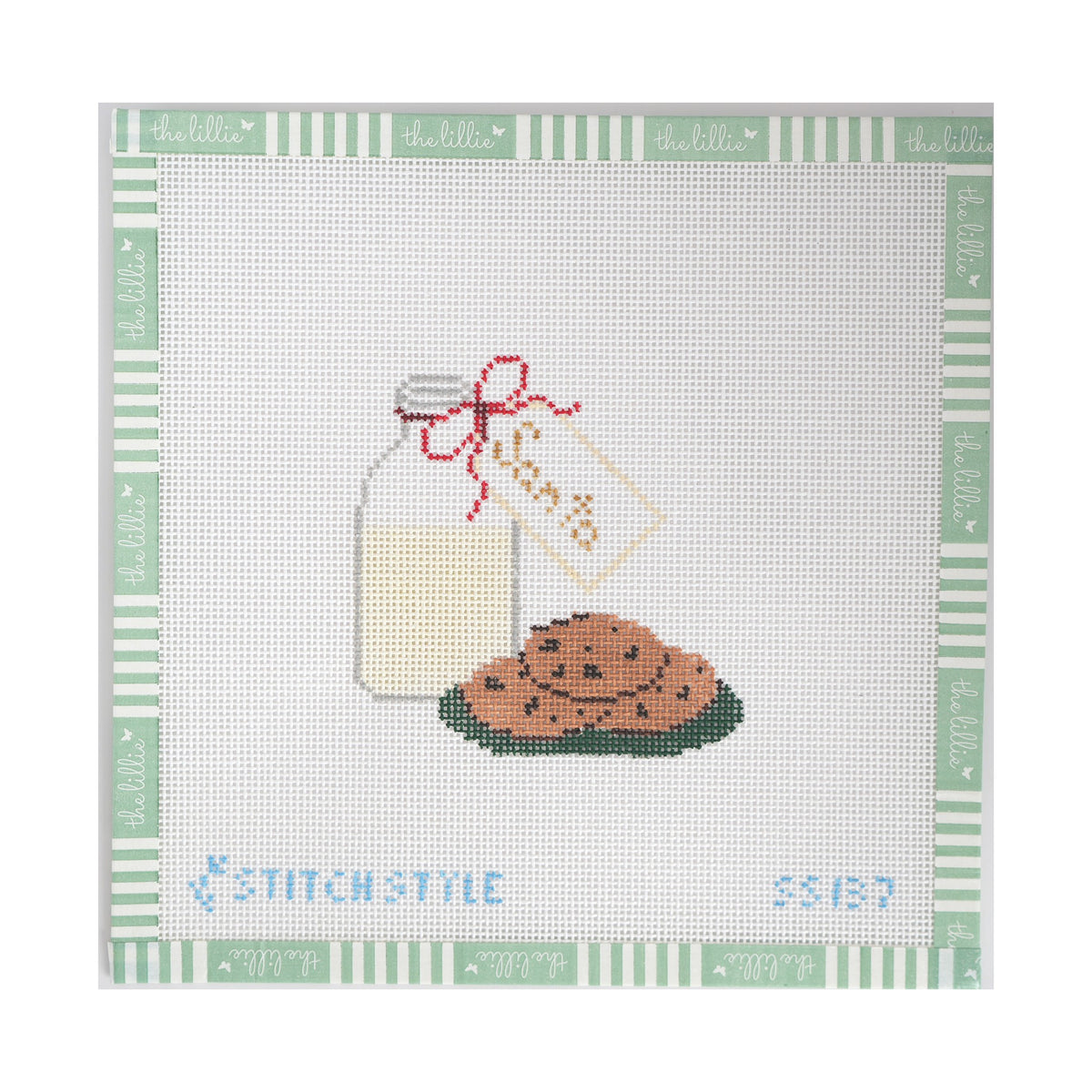 Milk and Cookies for Santa needlepoint canvas by Stitch Style, 18 mesh