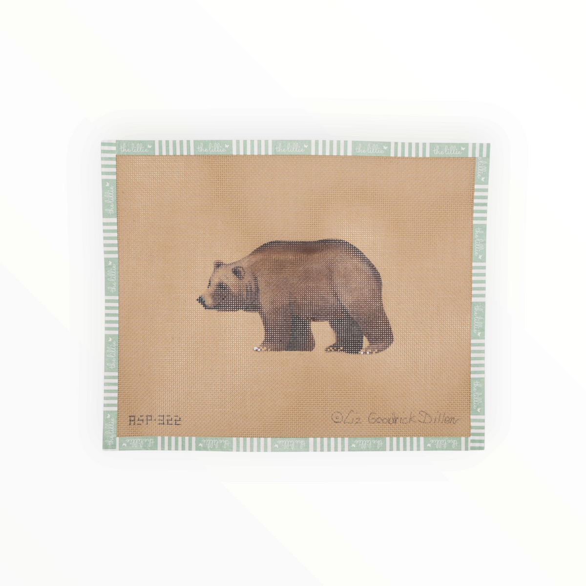 Brown Bear needlepoint canvas by Liz Goodrick-Dillon, 18 mesh