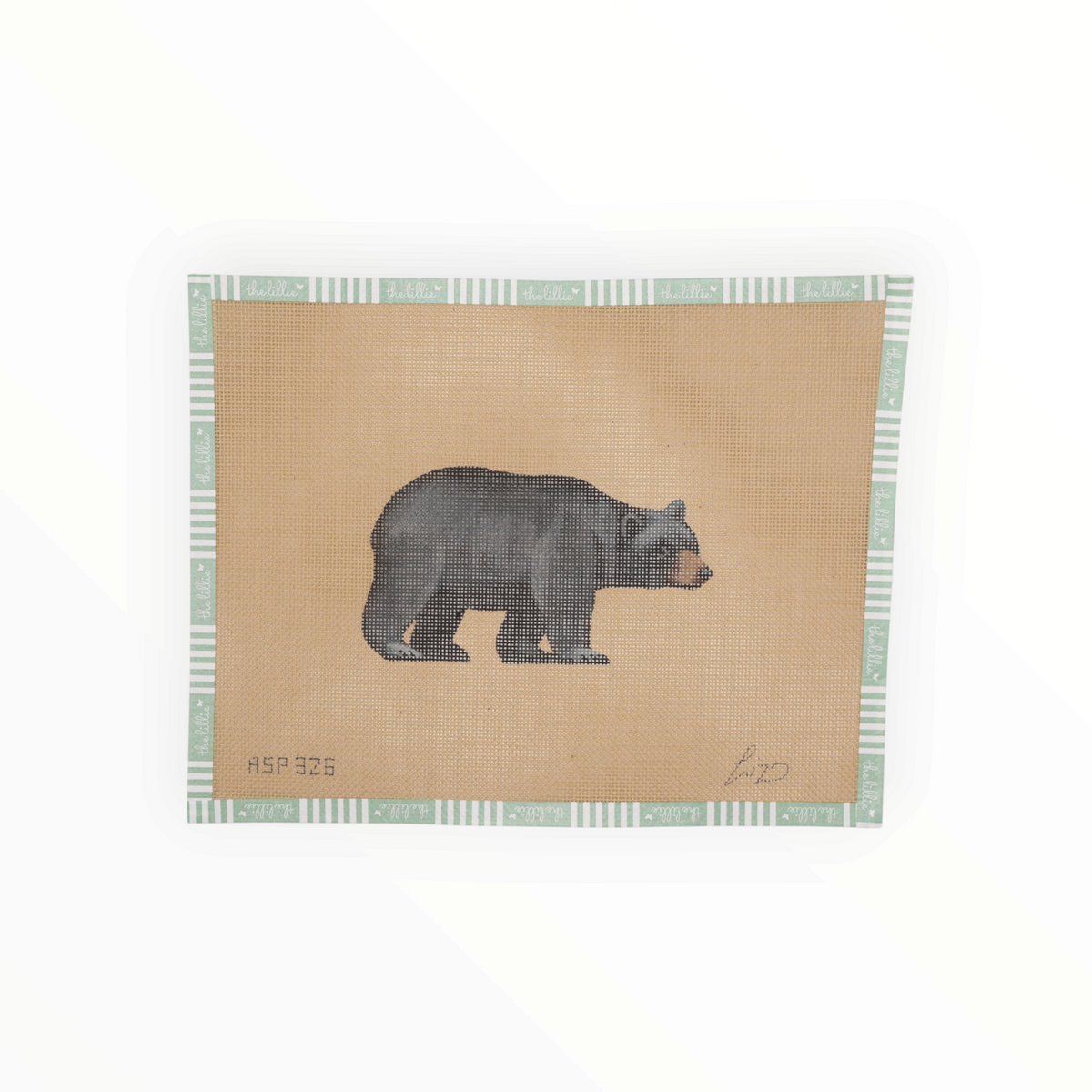 Black Bear needlepoint canvas by Liz Goodrick-Dillon, 18 mesh