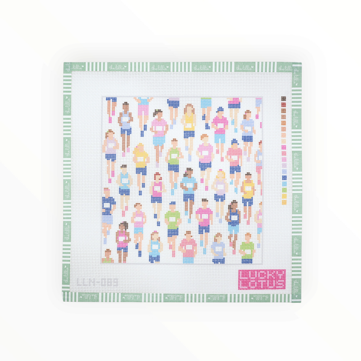 Running Marathon needlepoint canvas by Lucky Lotus, 13 mesh