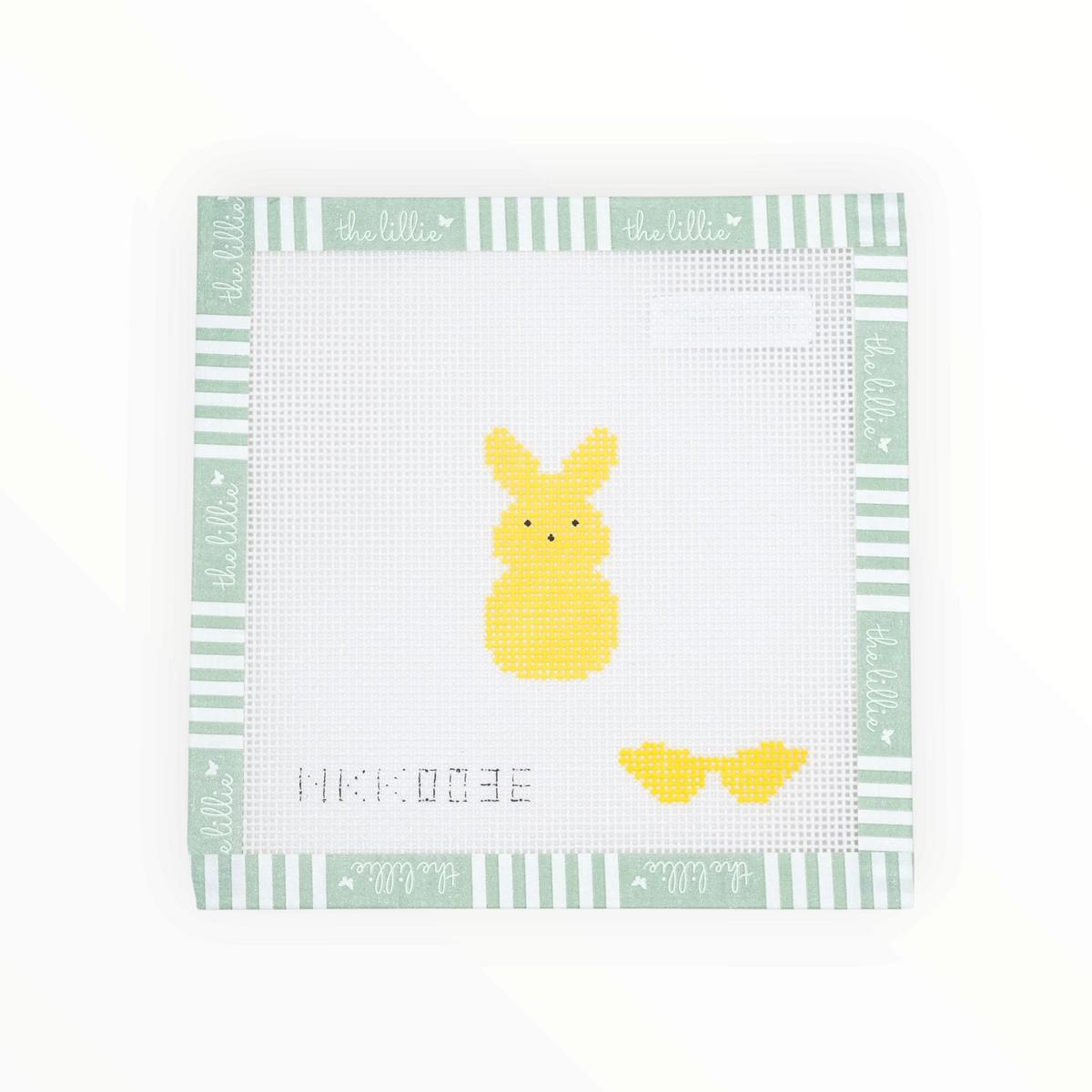 Mini Bunny needlepoint canvas by Audra Stitches, 18 mesh