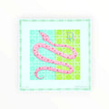 Designer Scarf Series – Dior-Inspired Pink Snake on Turquoise/Lime Background w/ Caning | Needlepoint Canvas