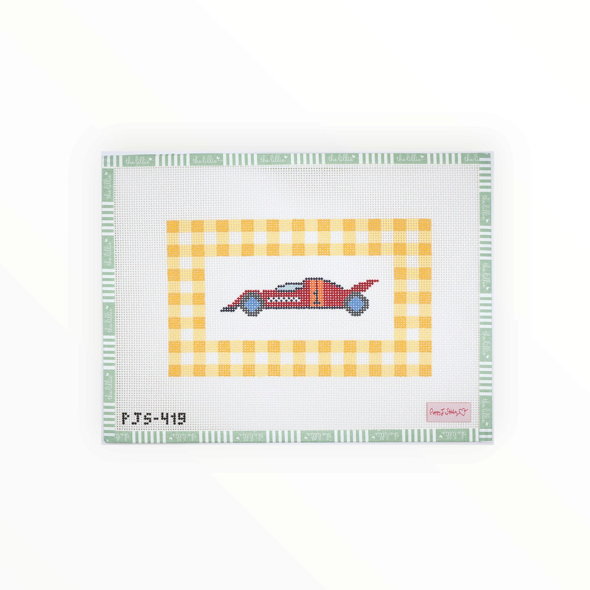 Gingham Race Car | Needlepoint Canvas