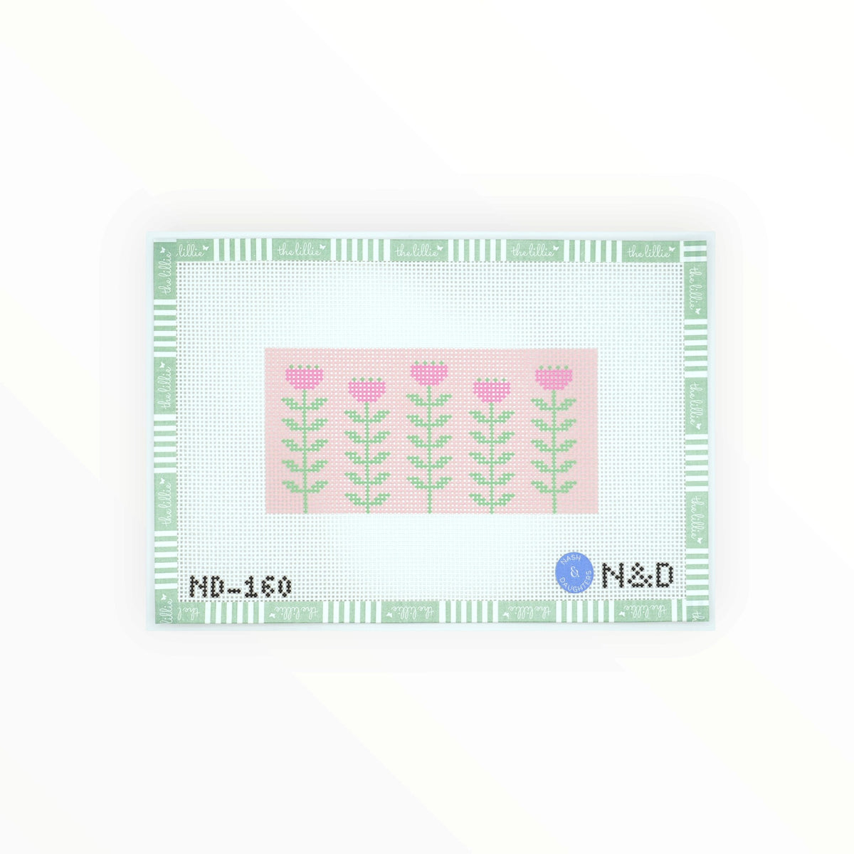 Pink & Green Block Print Flower - Clutch Insert | Needlepoint Canvas