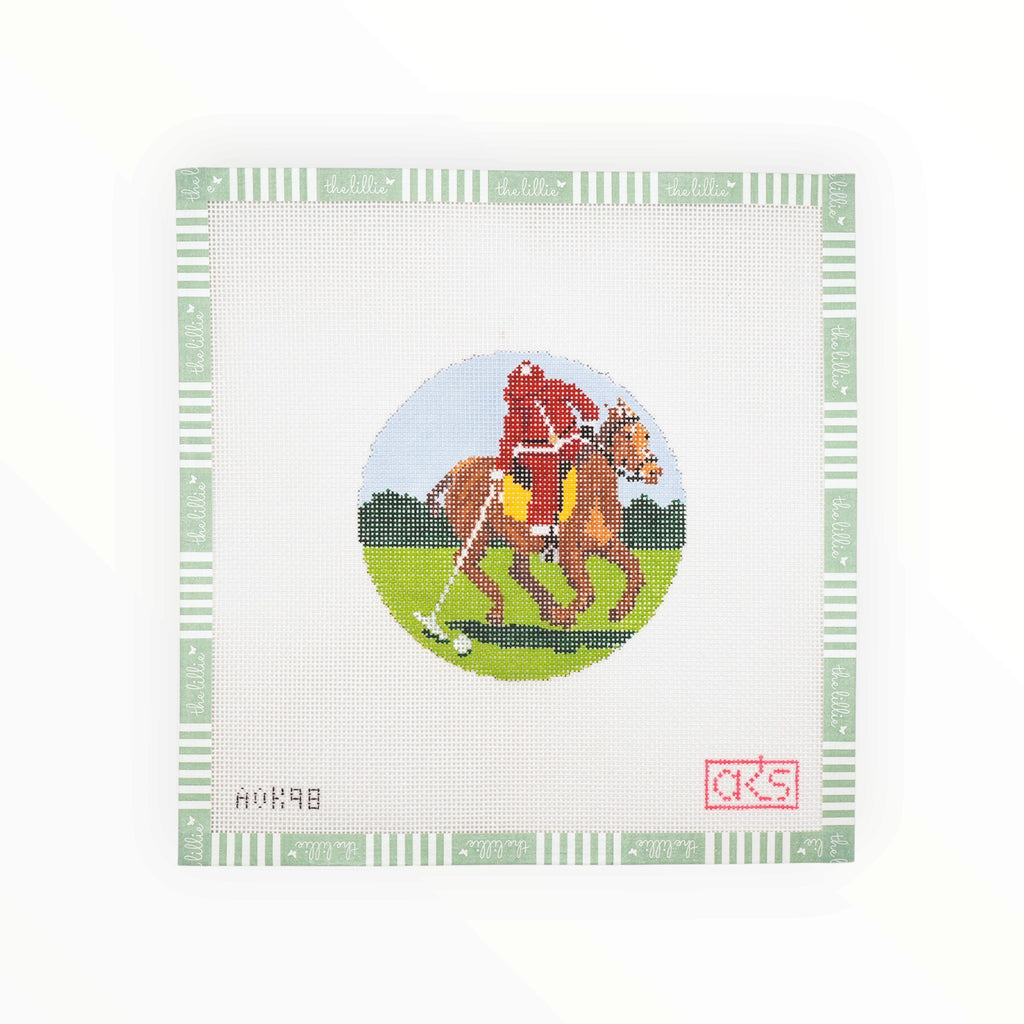 Sporty Santa Ornament – Polo Player | Needlepoint Canvas