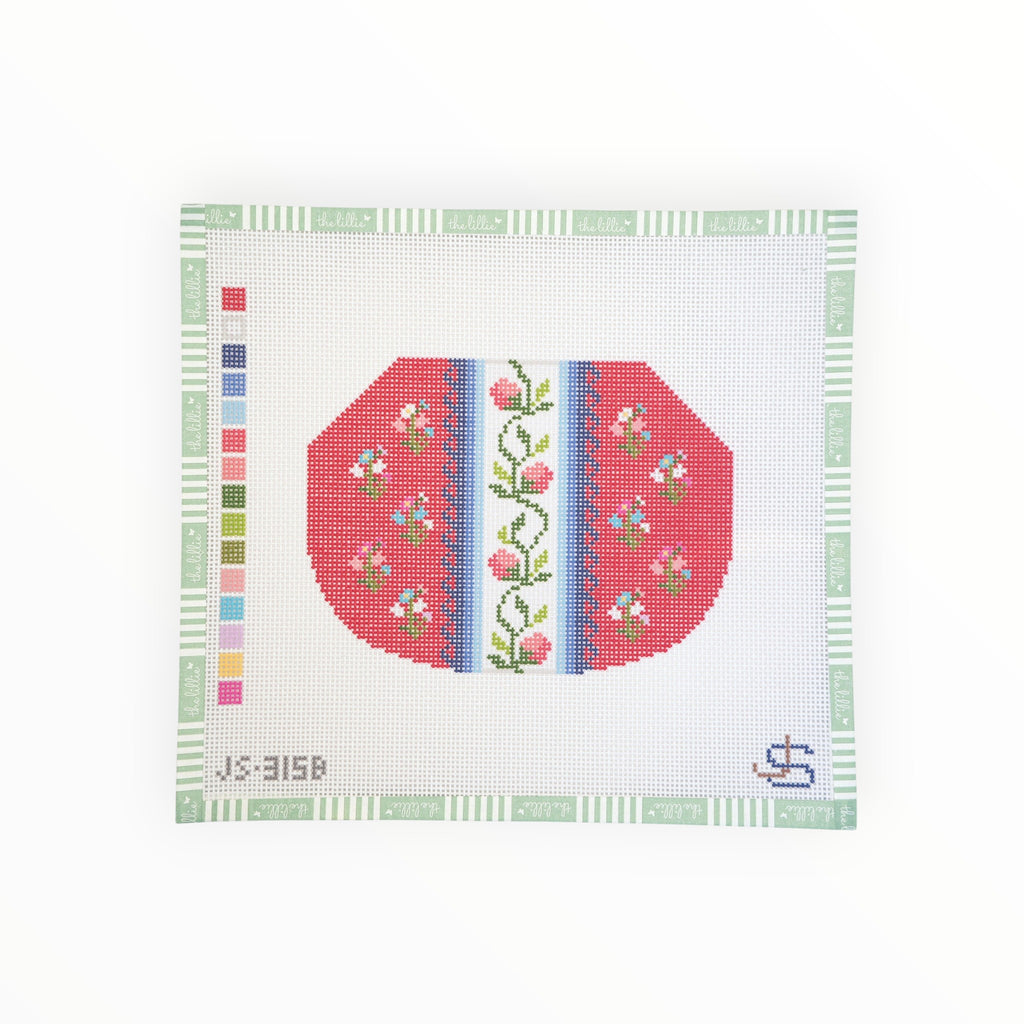 Floral Stripe Kiss Lock Bag – Red | Needlepoint Canvas