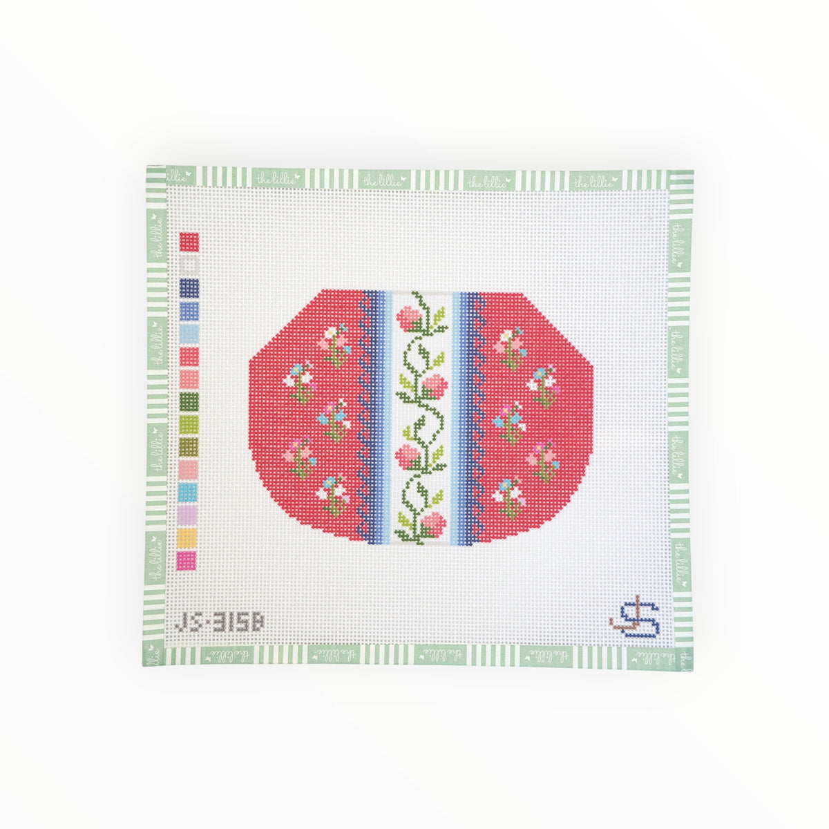 Floral Stripe Kiss Lock Bag – Red | Needlepoint Canvas