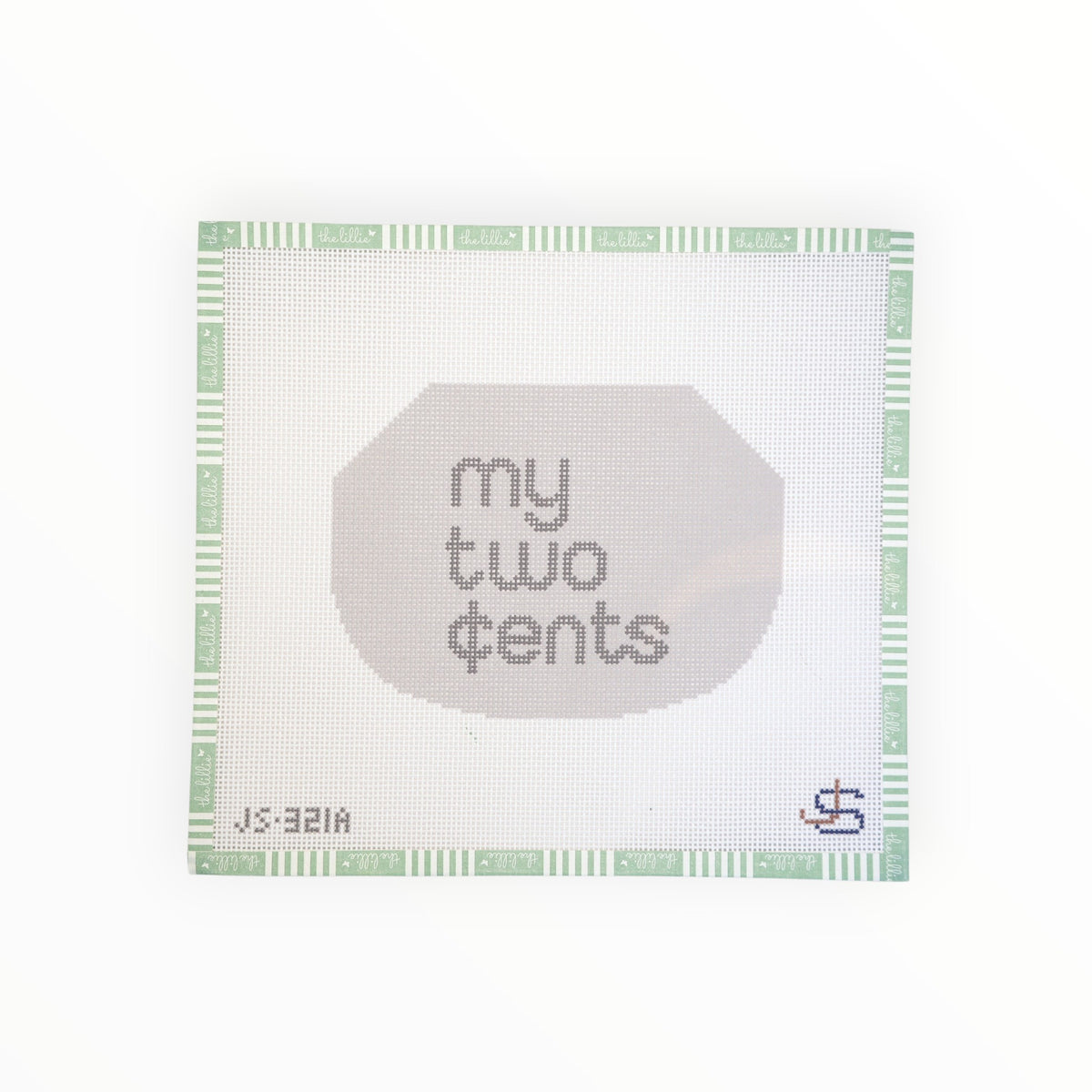 My Two Cents Kiss Lock Bag – Grayscale | Needlepoint Canvas