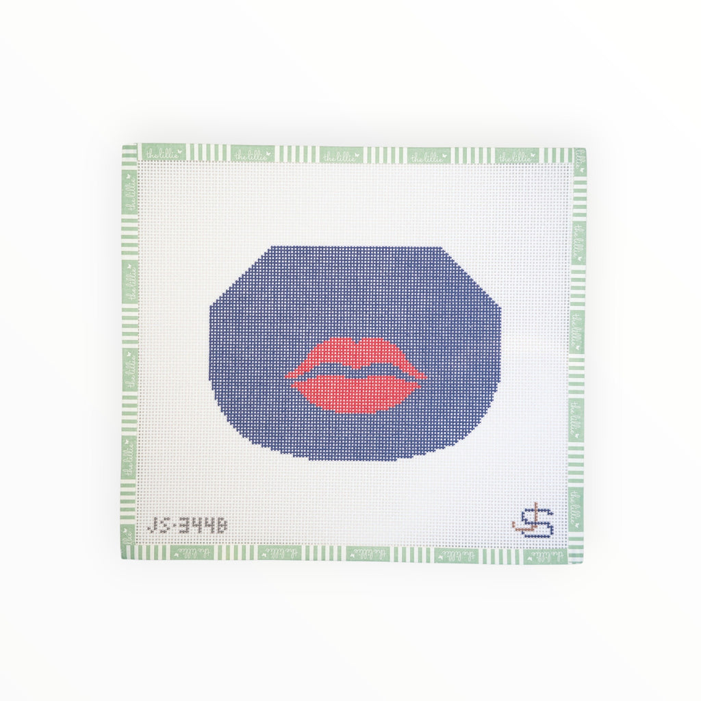 Lips Kiss Lock Bag – Red and Navy Blue | Needlepoint Canvas