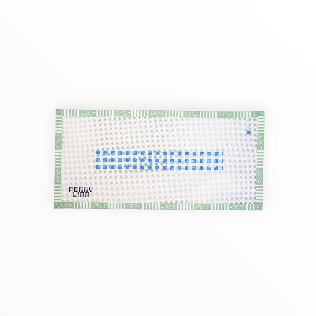 Large Gingham Key Fob - Blue | Needlepoint Canvas