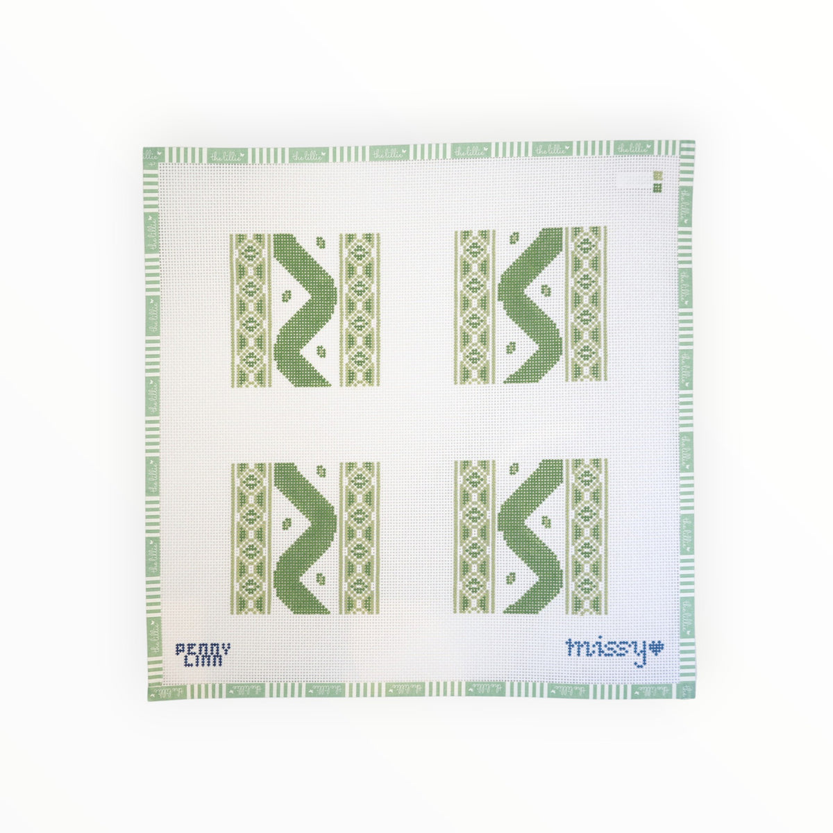 Ikat Coaster Set - Green | Needlepoint Canvas