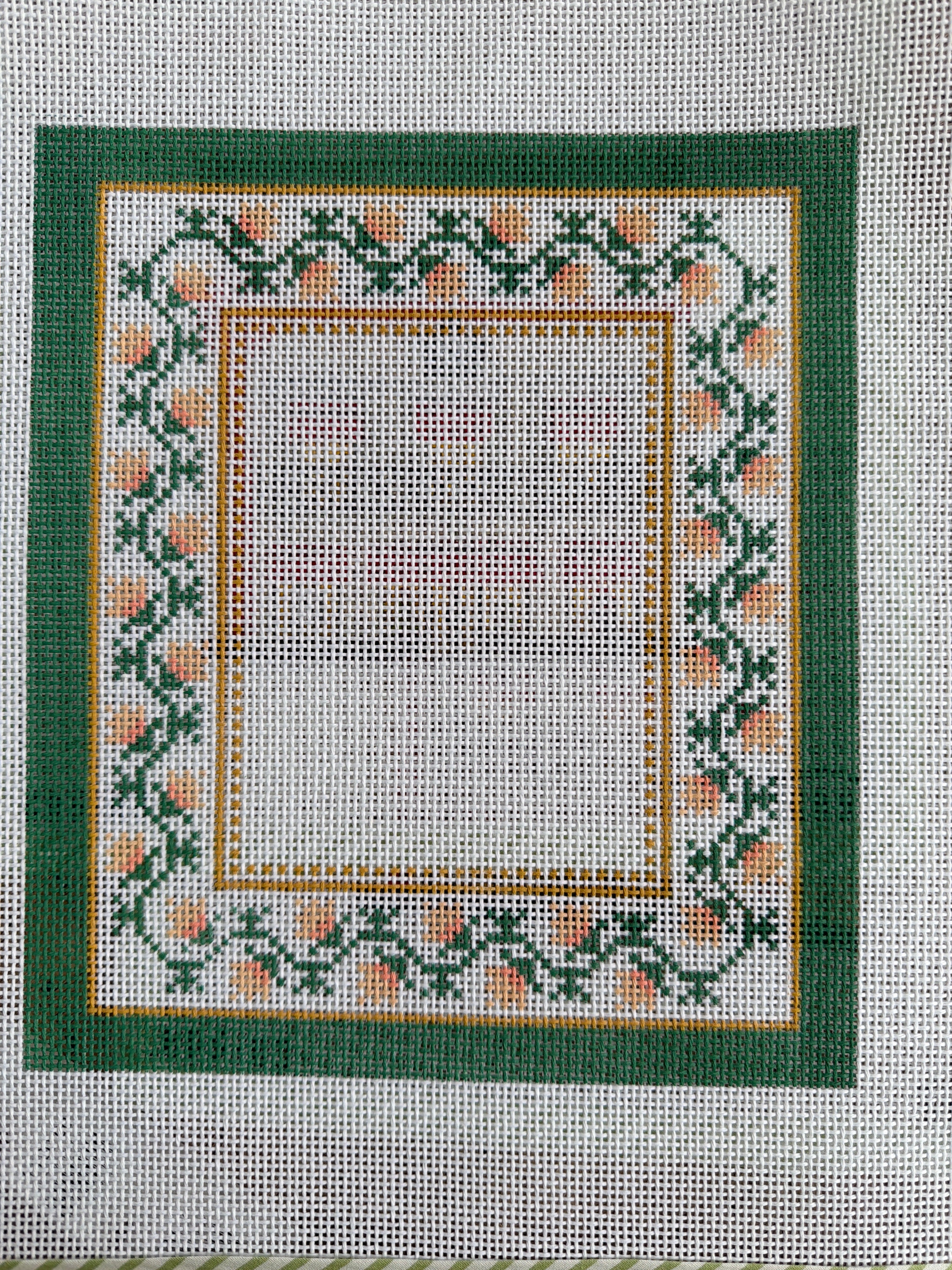 Floral Canvas Coral/Peach Green | Needlepoint Canvas