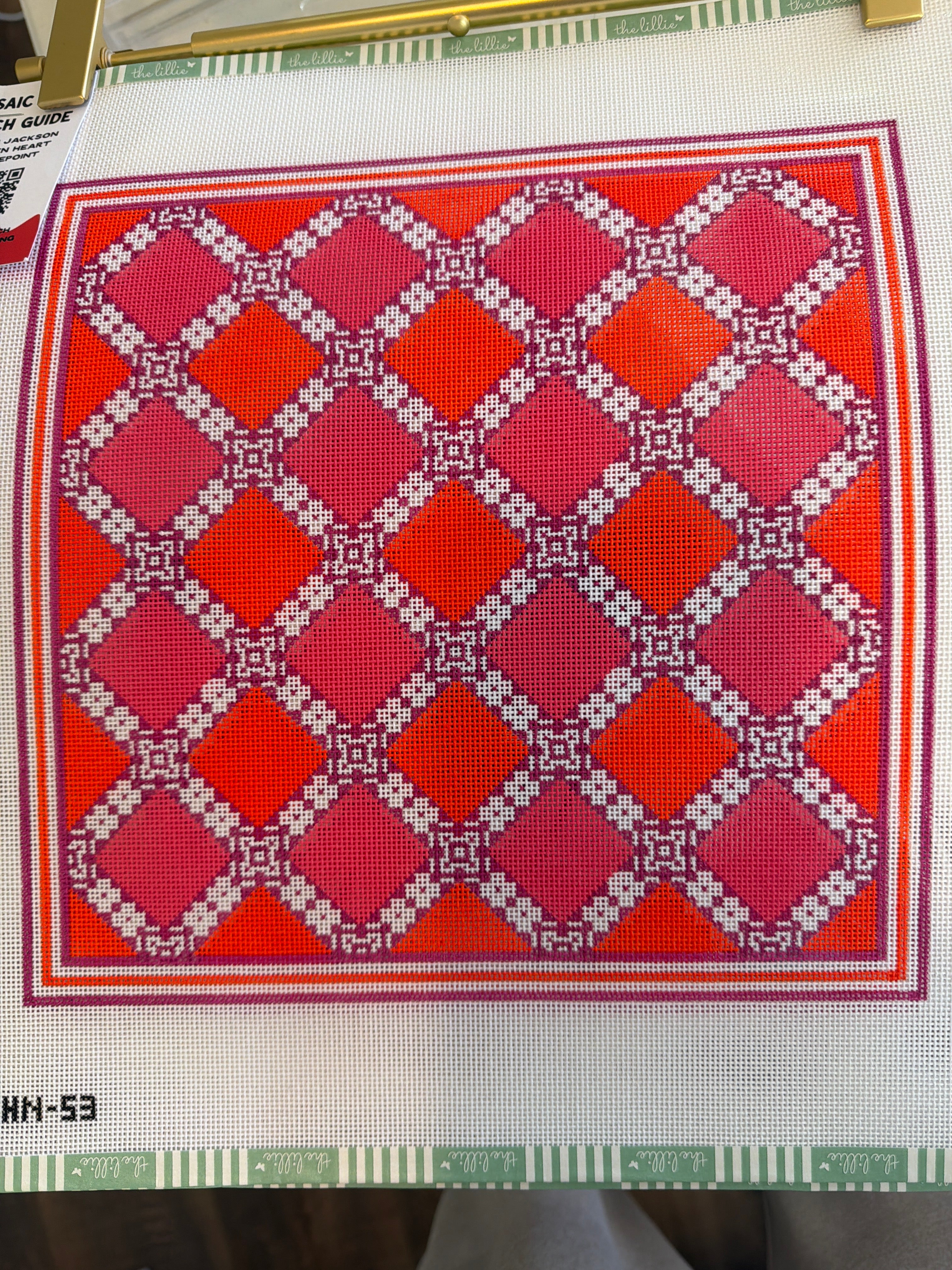 Mosaic Tile – Pink & Orange | Needlepoint Canvas