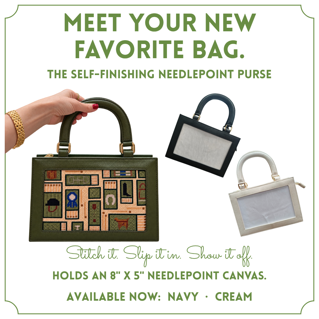Needlepoint Self-Finishing Leather Purse | Needlepoint Self-Finishing