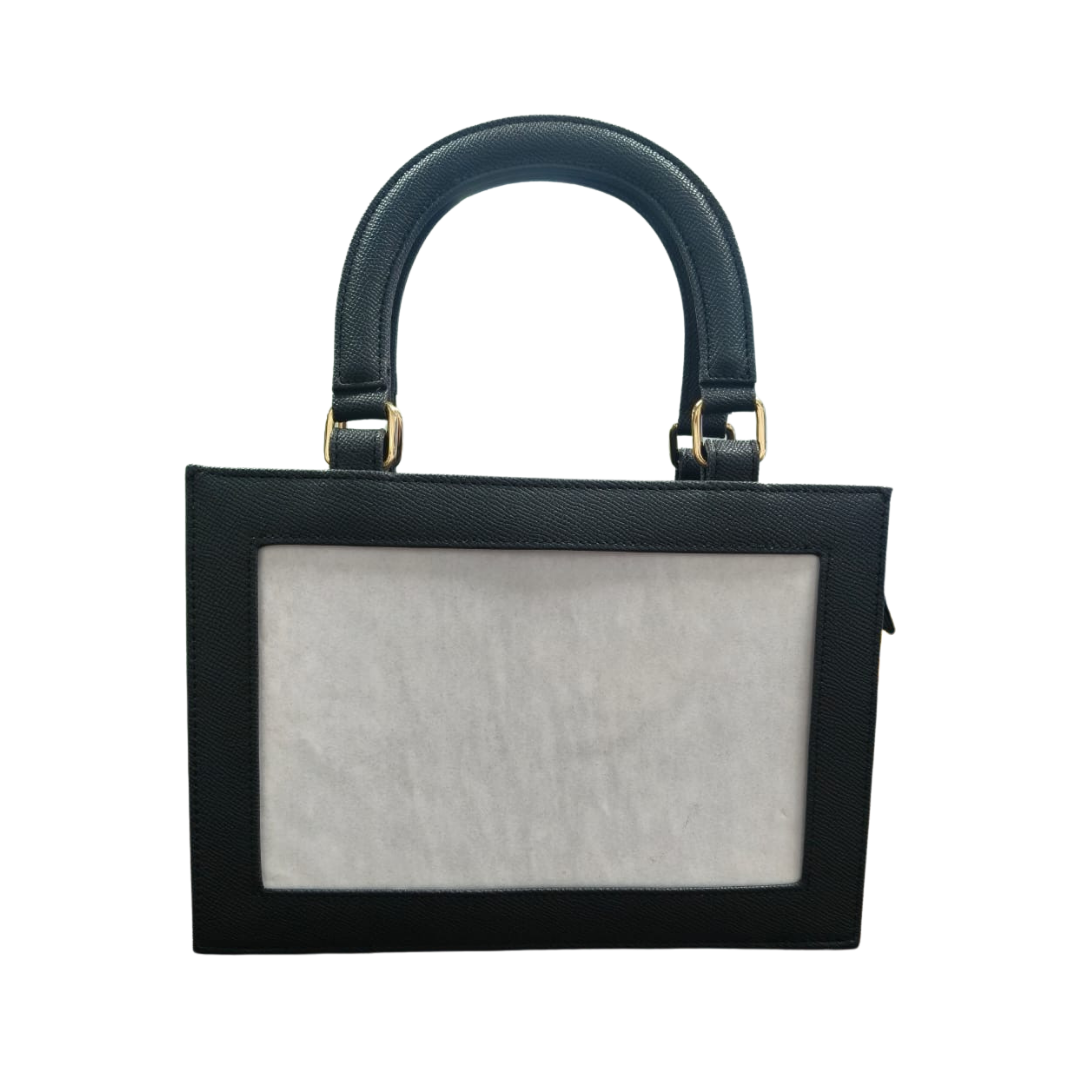 Needlepoint Self-Finishing Leather Purse in Black