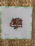 Teddy on Sled Ornament | Needlepoint Canvas