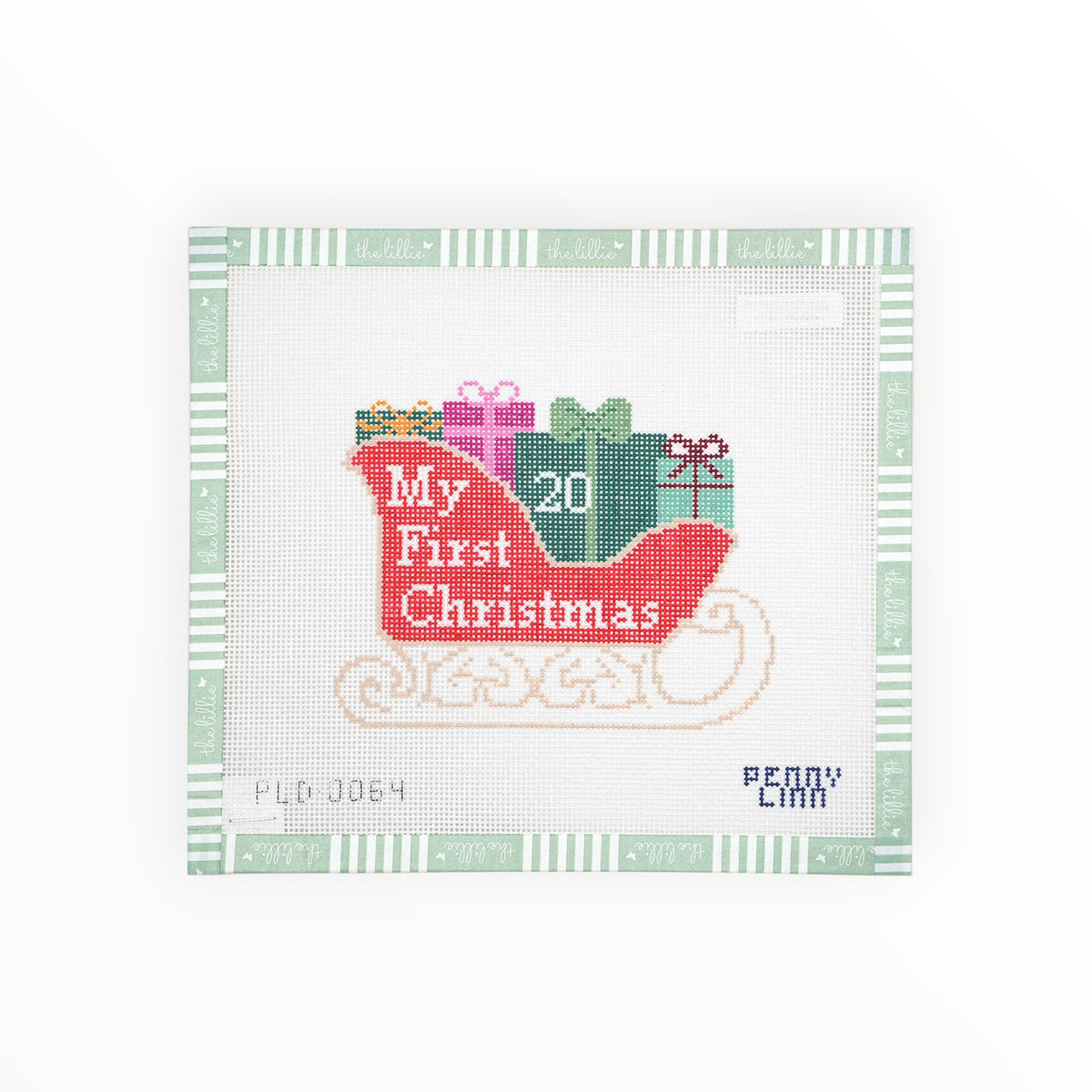 First Christmas Sleigh needlepoint canvas by Penny Linn Designs