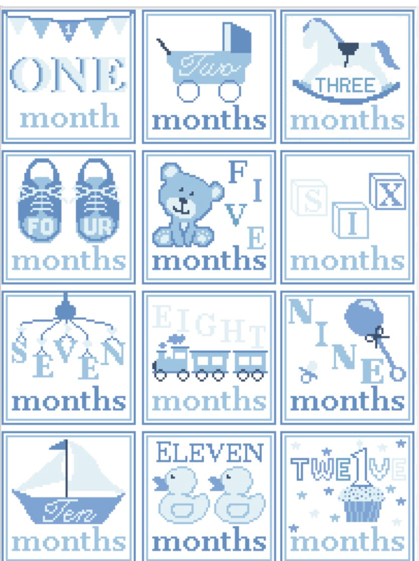 Monthly Milestone Cards – Blue | Needlepoint Canvas