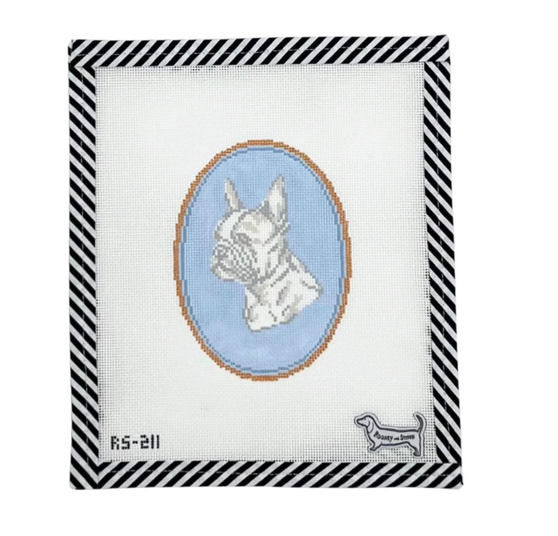 The Boston Terrier Cameo | Needlepoint Canvas