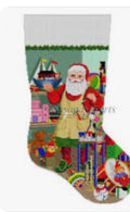 Santa Painting Ark, Stocking | Needlepoint Canvas