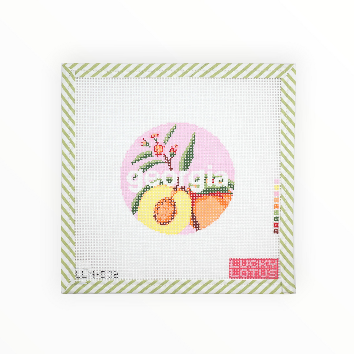 Georgia Peach Round needlepoint canvas by Lucky Lotus
