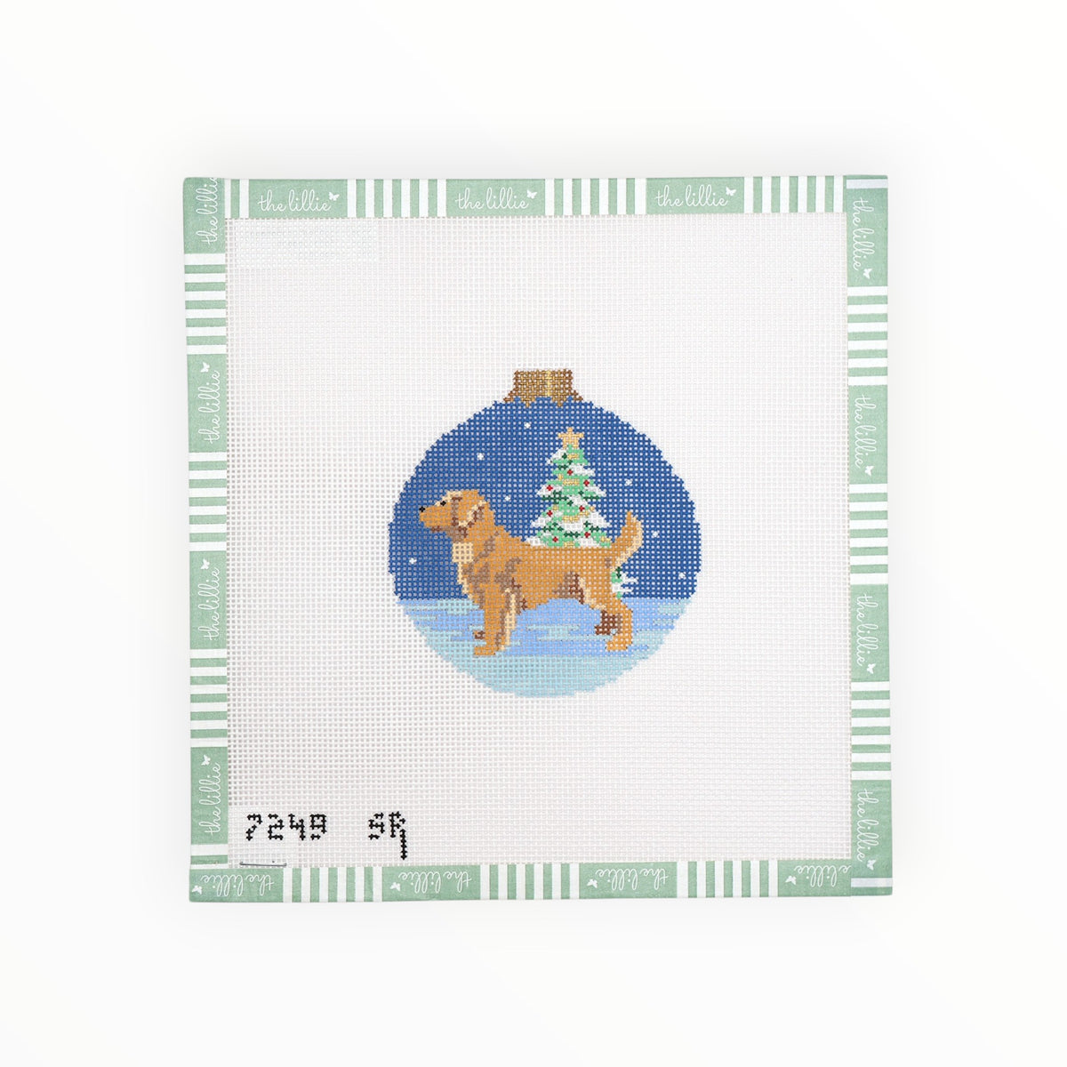 Golden Retriever, 3.25" Round needlepoint canvas by Susan Roberts Needlepoint