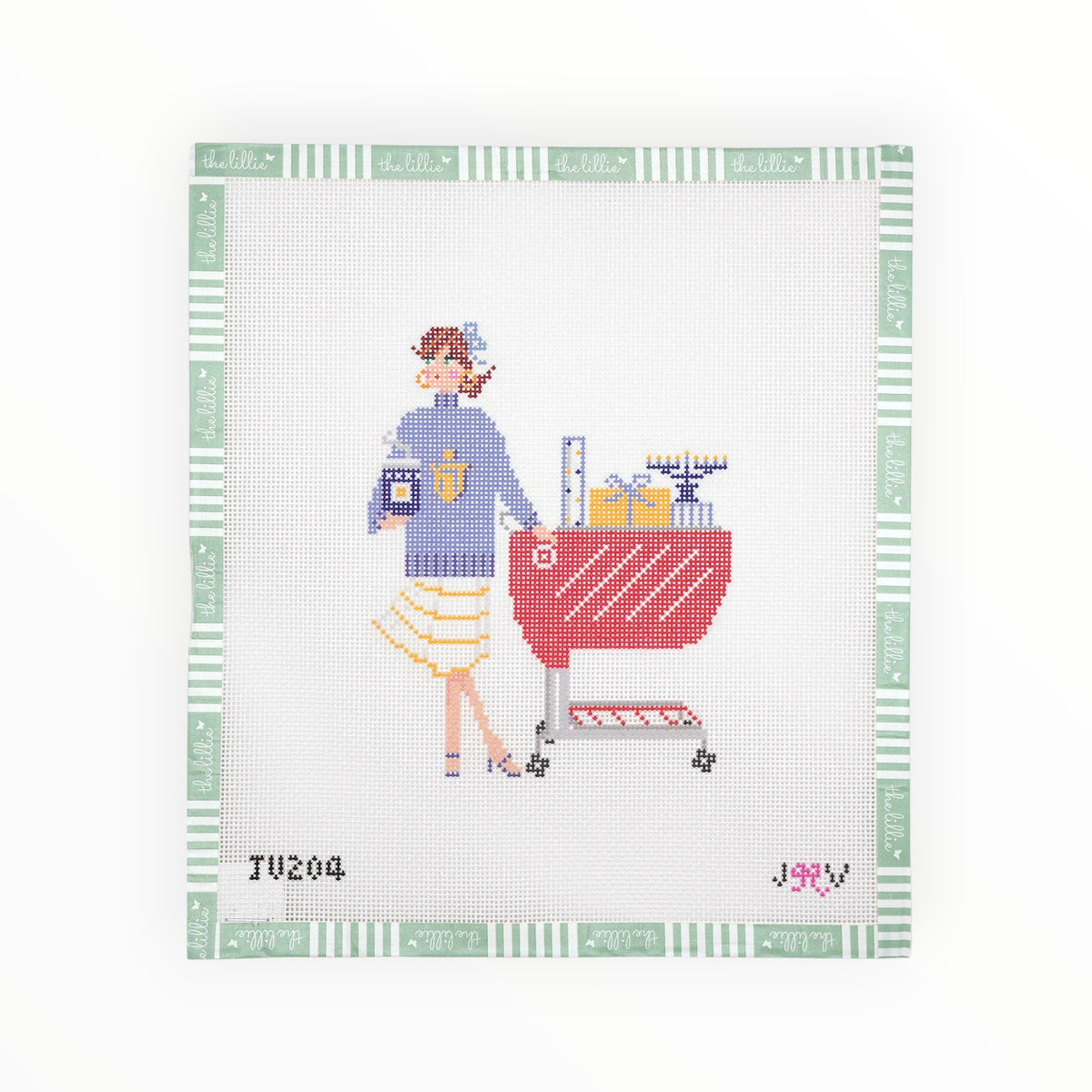 Hanukkah Target needlepoint canvas by Jennifer Vallez Needlepoint