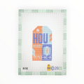 Houston Hobby Retro Travel Tag needlepoint canvas by Hedgehog Needlepoint