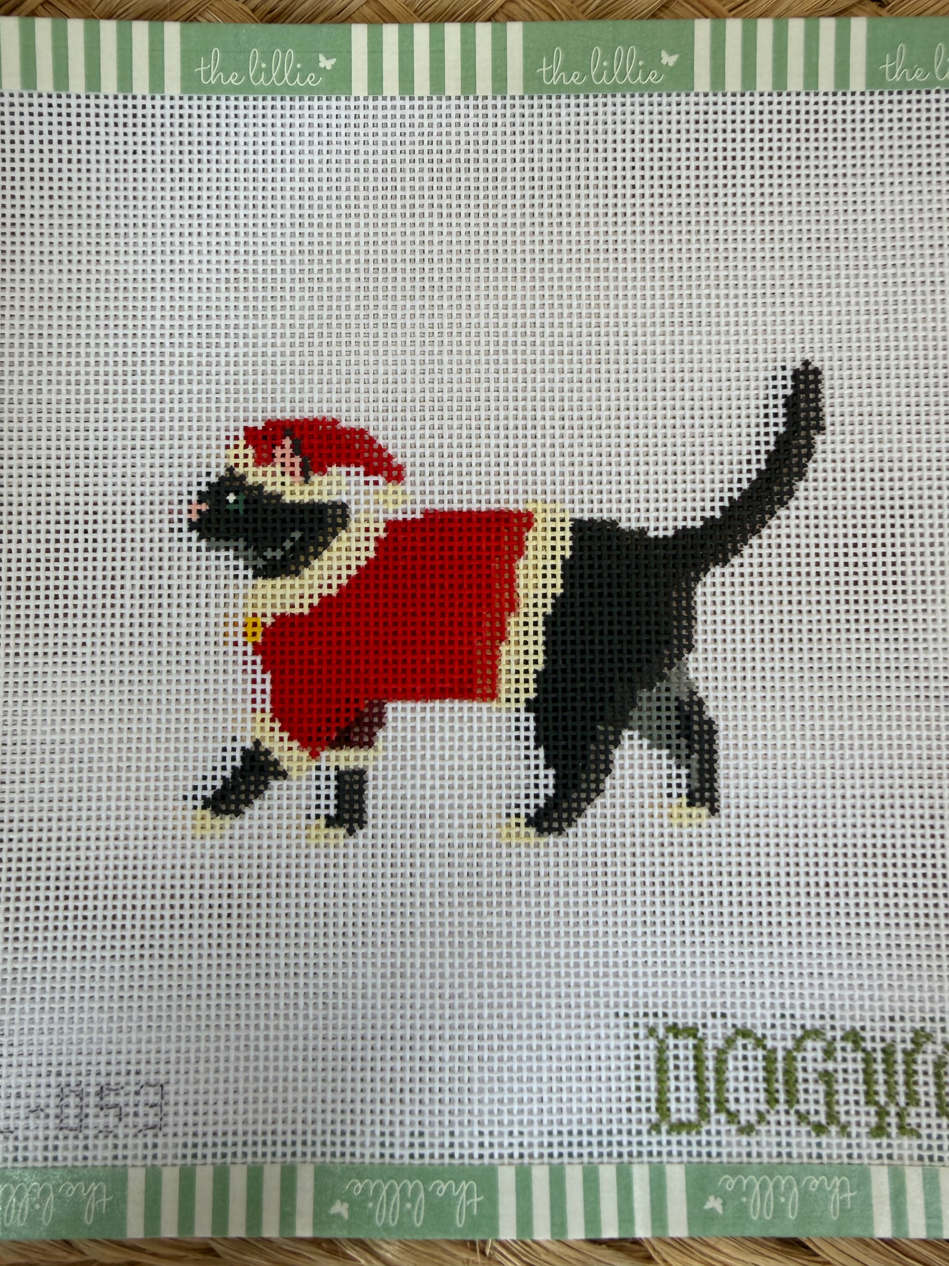 Santa Black Cat | Needlepoint Canvas