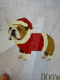 Santa Bulldog | Needlepoint Canvas