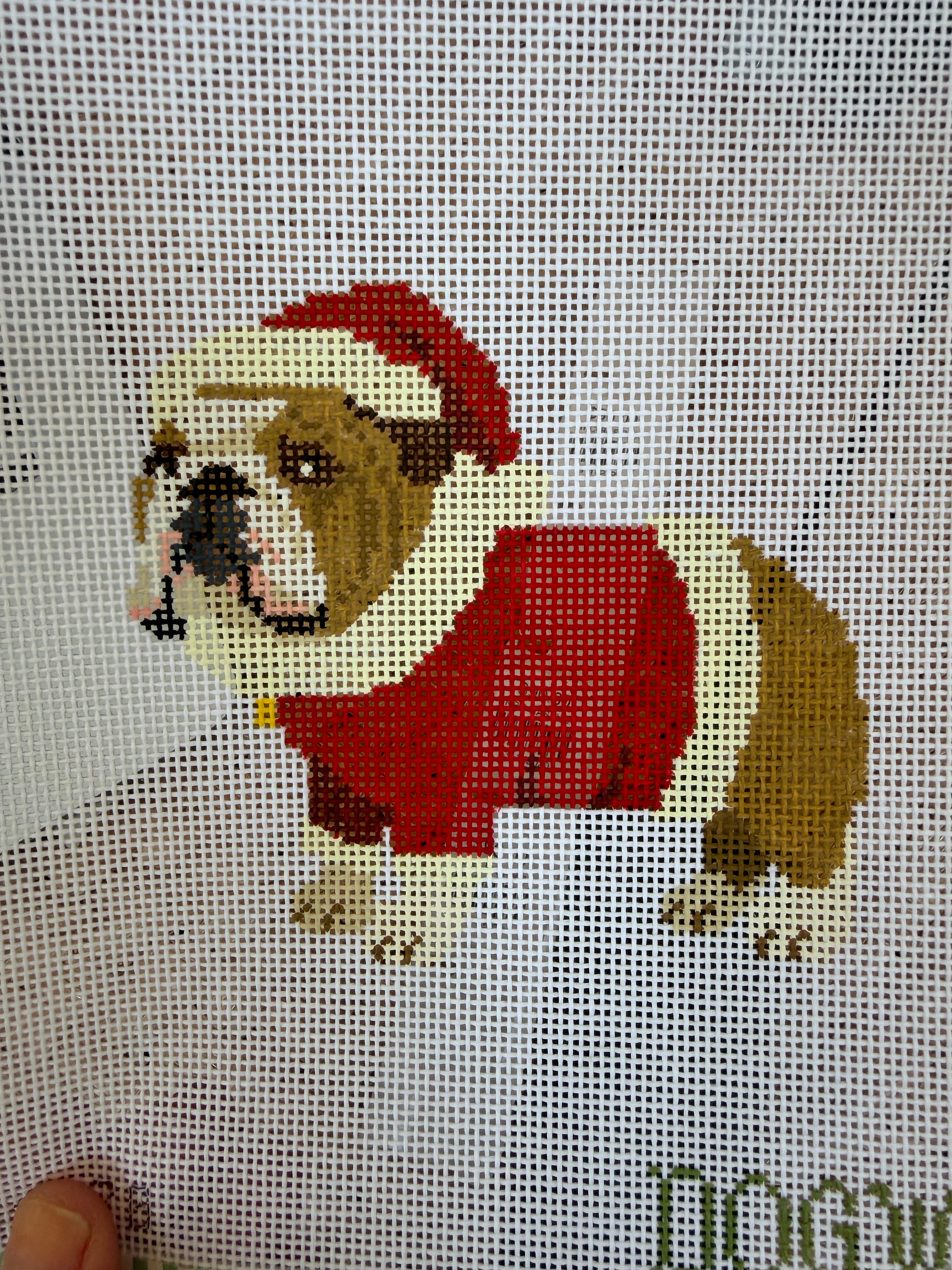 Santa Bulldog | Needlepoint Canvas