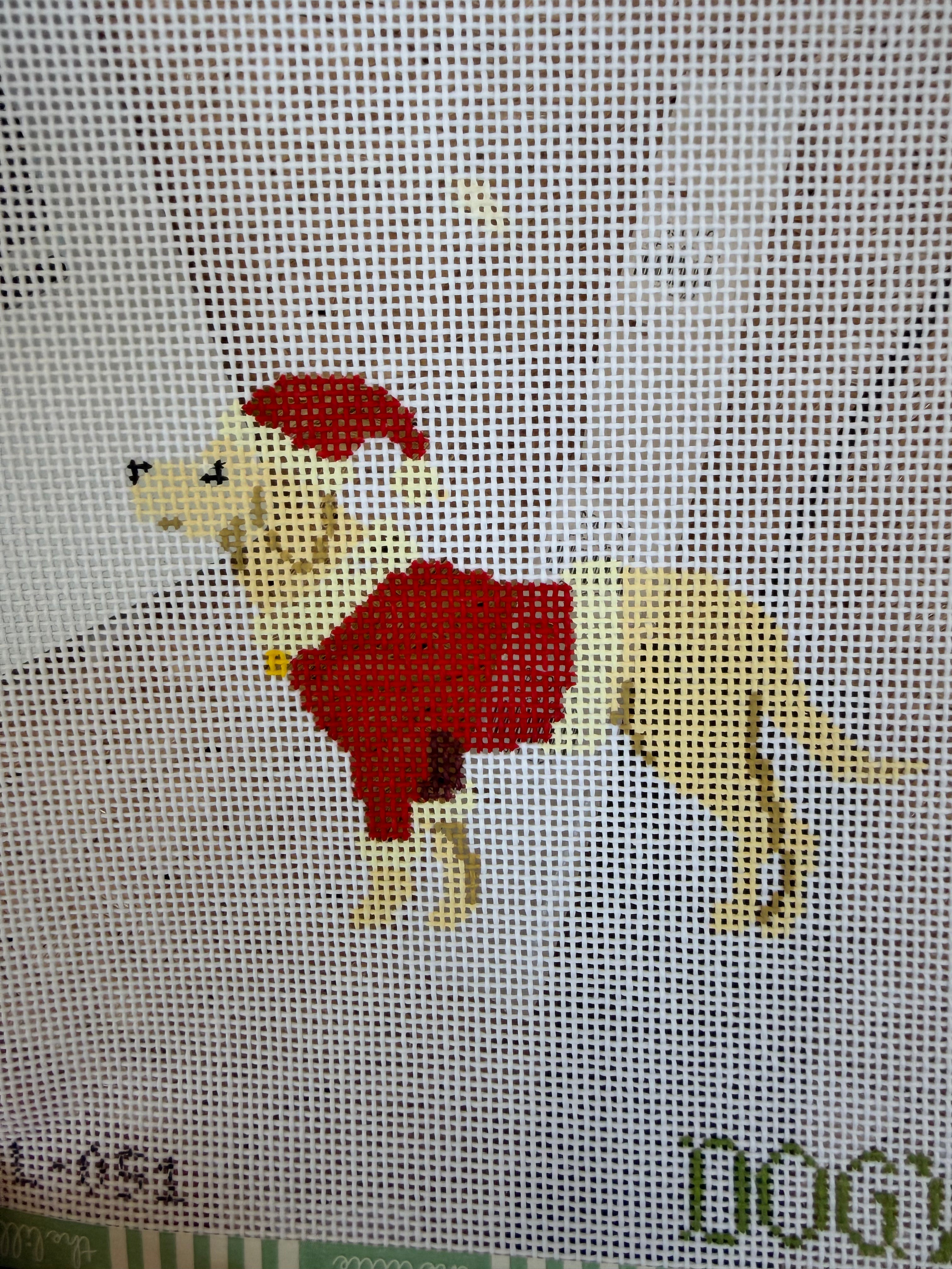 Santa Yellow Lab | Needlepoint Canvas