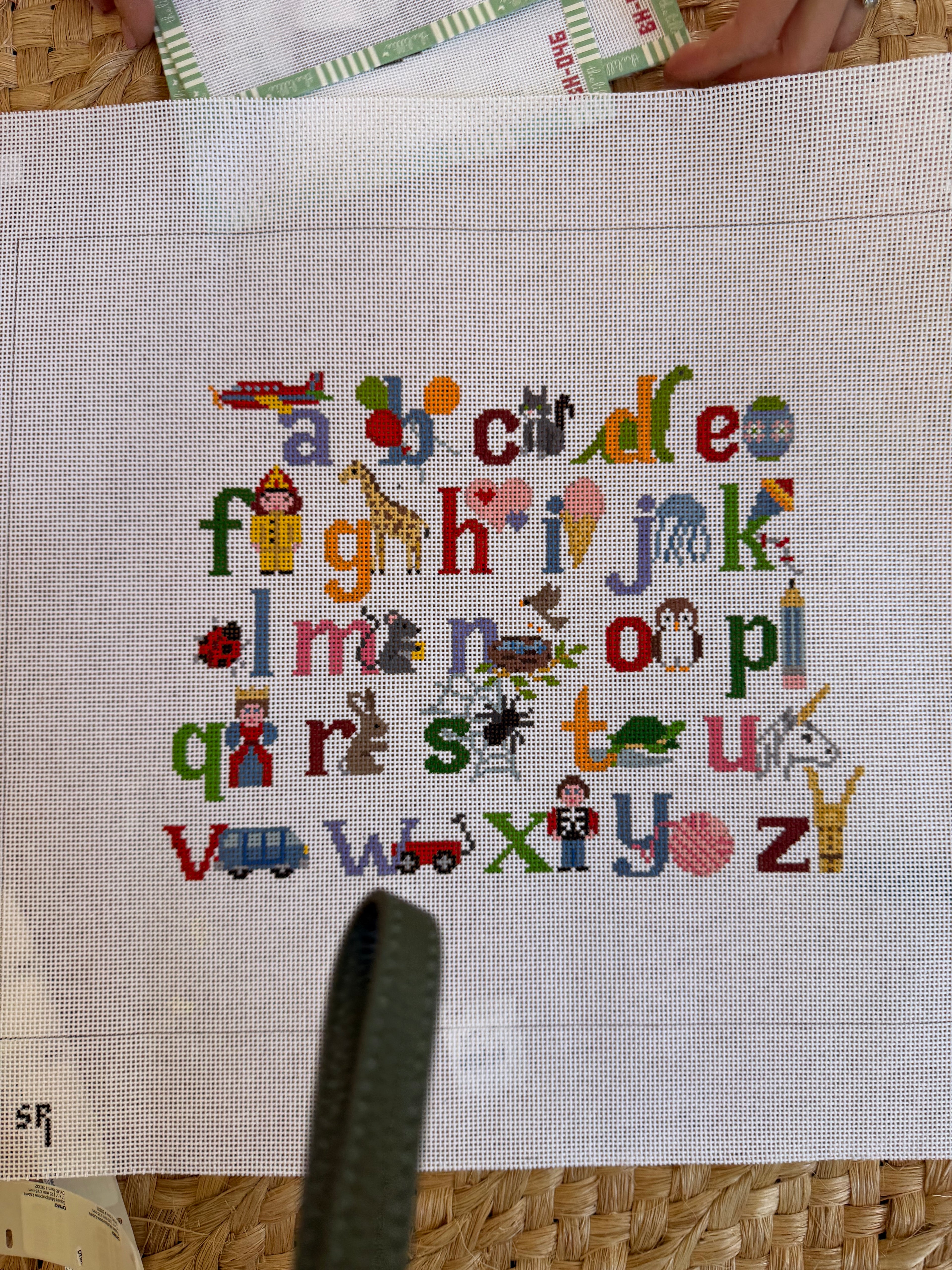 Alphabet with Characters, Chair Seat | Needlepoint Canvas
