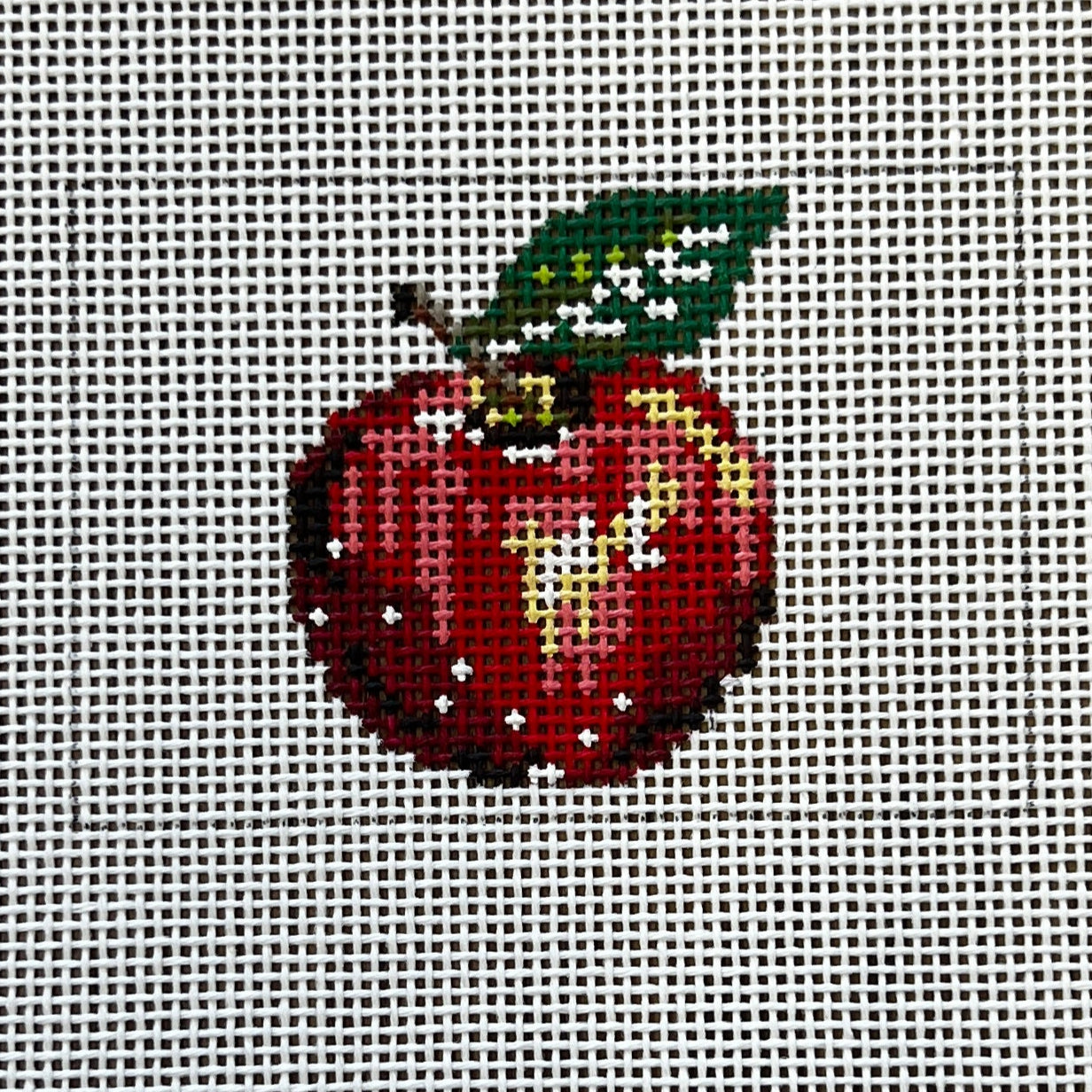 Apple Luggage Tag needlepoint canvas by Amelia Bond Designs