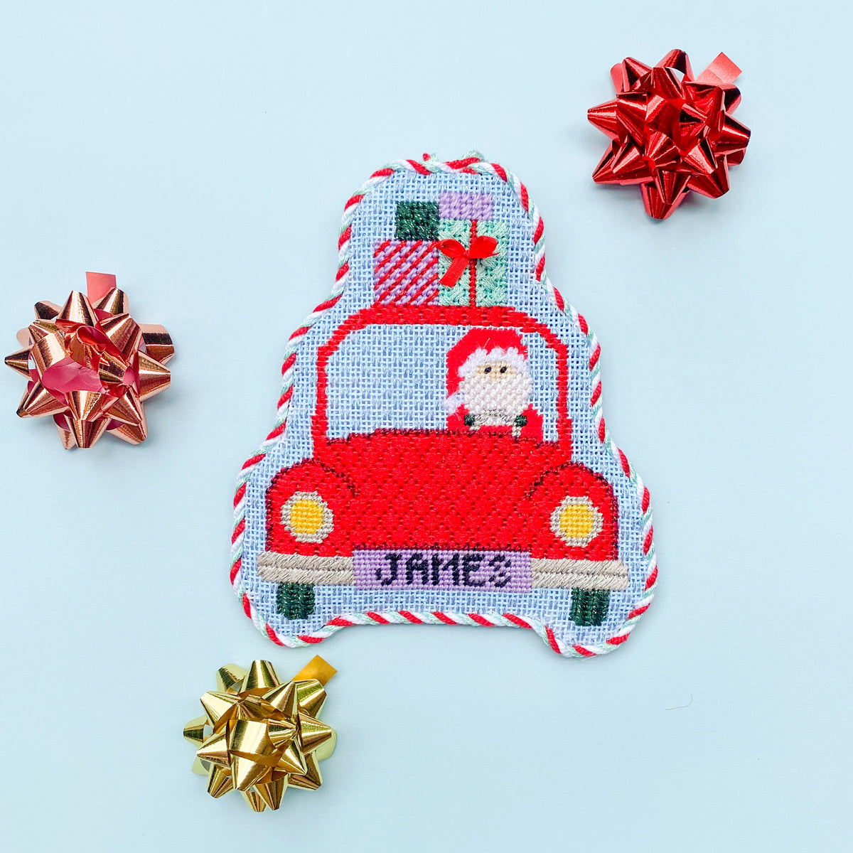 Santa in Car needlepoint canvas by Stitch Style