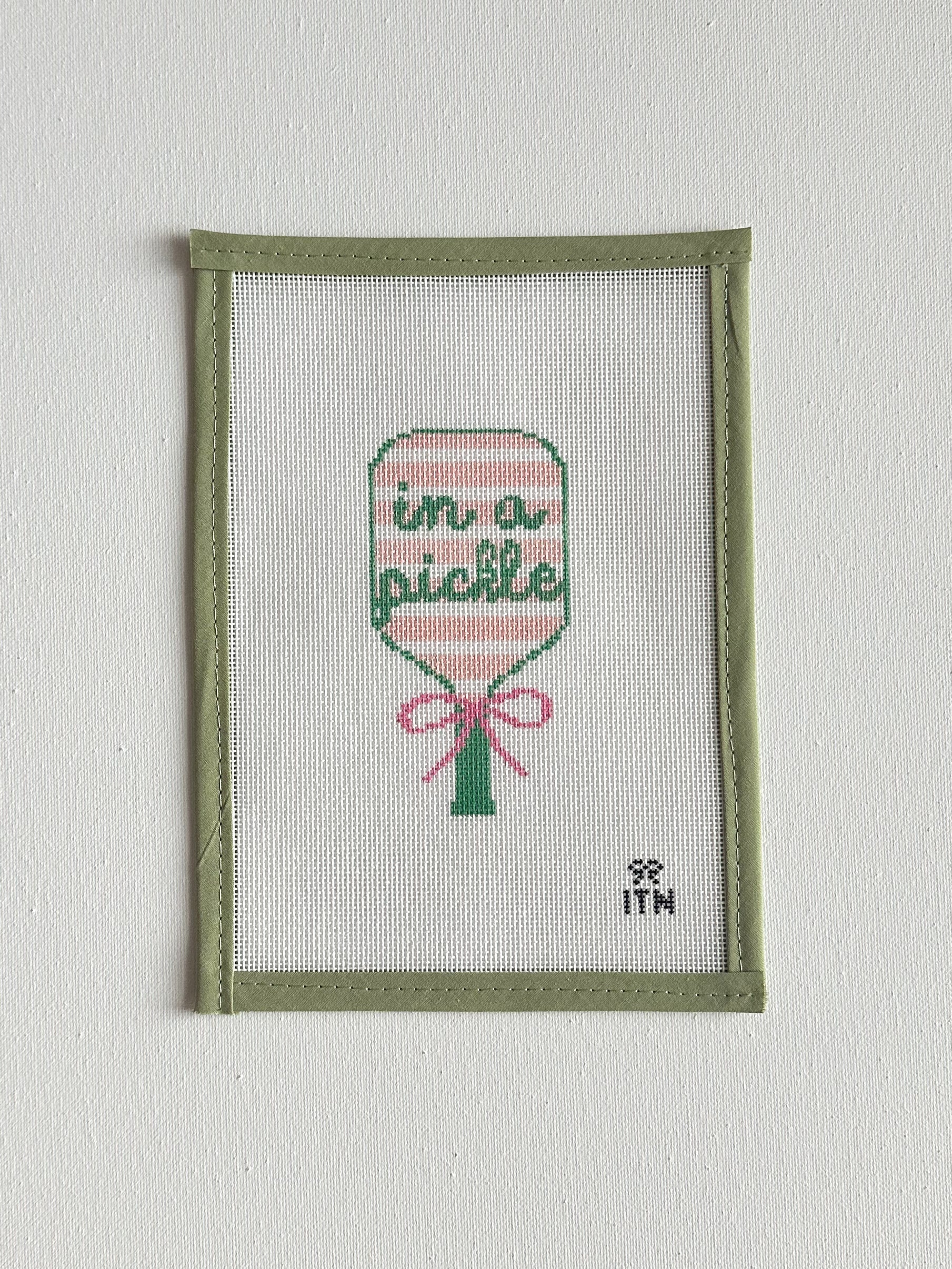 In a Pickle Pickleball Racket needlepoint canvas