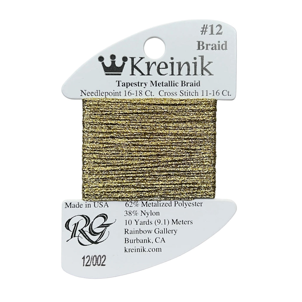 Kreinik Kreinik #4 Very Fine Braid 002 Gold needlepoint thread