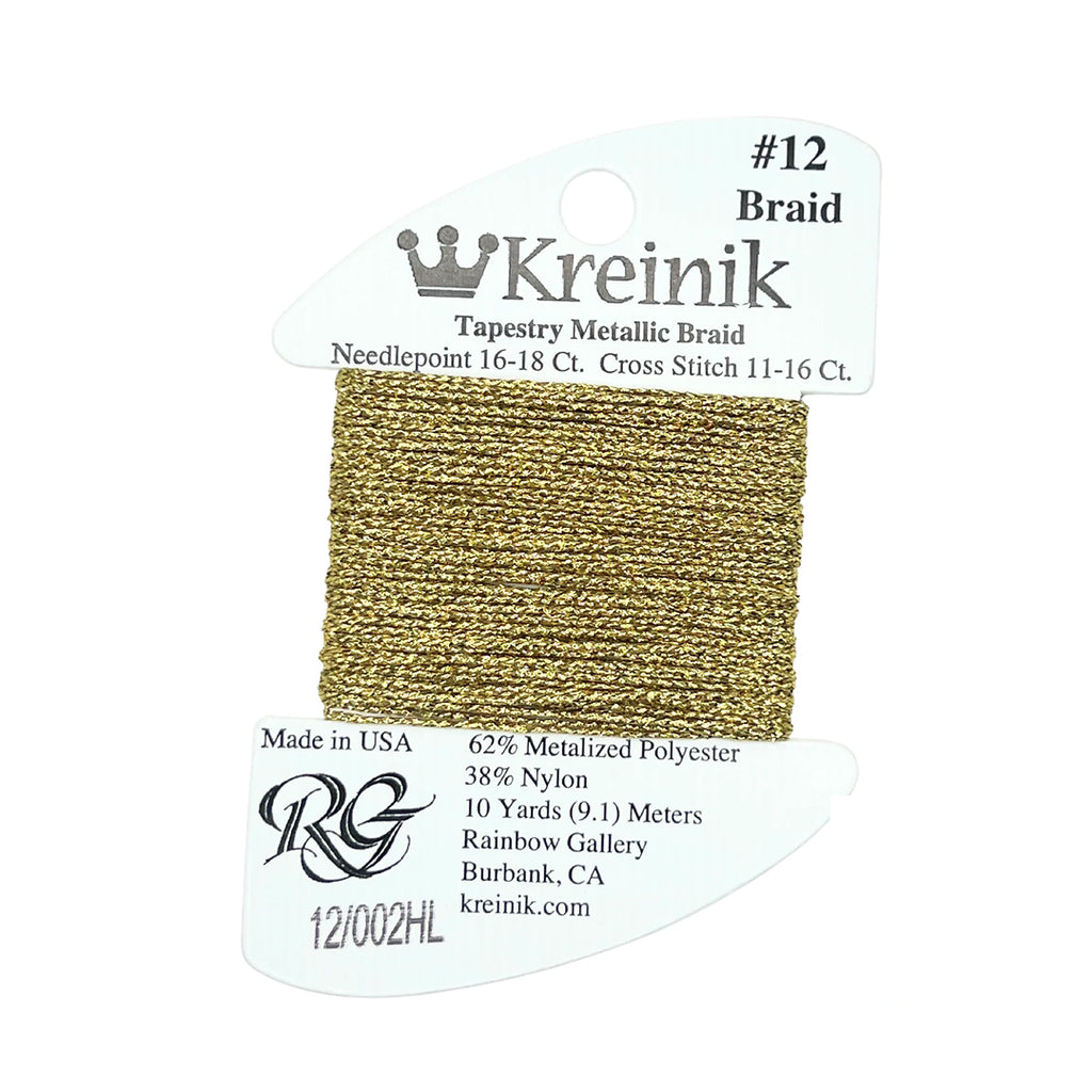 Kreinik Kreinik #4 Very Fine Braid 002HL L- Gold Hi Lustre needlepoint thread