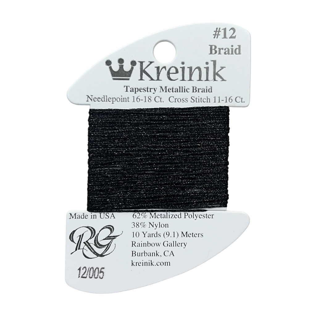 Kreinik Kreinik #4 Very Fine Braid 005 Black needlepoint thread